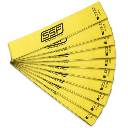 Serious Steel Fitness Fabric Mini Loop Non-Slip Resistance Band Set | Warm-Up, Physical Therapy, Glute Training, Speed and Agility Exercise Bands - color: Level 1 - X-Light (Yellow)