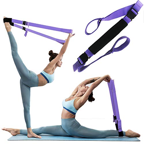 Fitness Stretch Strap - Adjustable Leg Stretch Band to Improve Body Flexibility, Premium Stretching Equipment for Exercise, Physical Therapy, Pilates Dance Gymnastics Cheerleading Training - color: purple