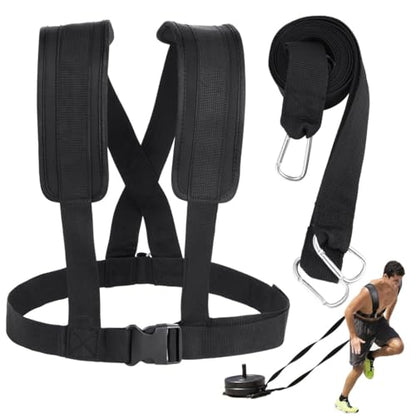 Power Drag Sled Harness Kit for Sprint Training, Tire Pulling, Adjustable Strap Workout Gear for Athletes and Strength Workouts