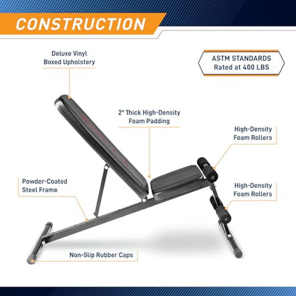 Marcy Multi-Position Adjustable Utility Bench for Home Gym Weightlifting and Strength Training - color: Black/Red