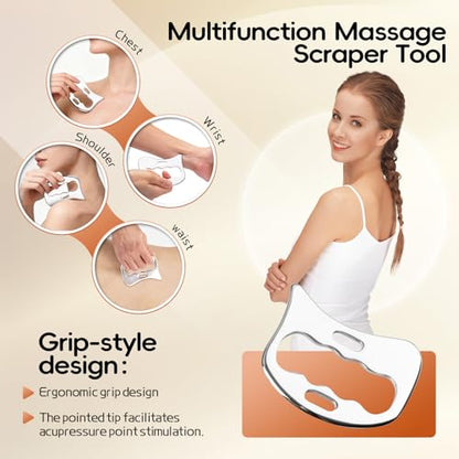 3-in-1 Stainless Steel Gua Sha & IASTM Muscle Scraping Massage Tools Set for Soft Tissue Therapy – Ideal for Physical Therapy & Body Recovery
