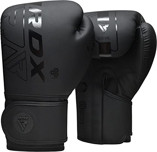 RDX Boxing Gloves, Pro Training Sparring, Maya Hide Leather, Muay Thai MMA Kickboxing, Men Women Adult, Heavy Punching Bag Focus Mitts Pads Workout, Ventilated Palm, Multi Layered, 8 10 12 14 16 18 Oz - color: BLACK, size: 14 OZ