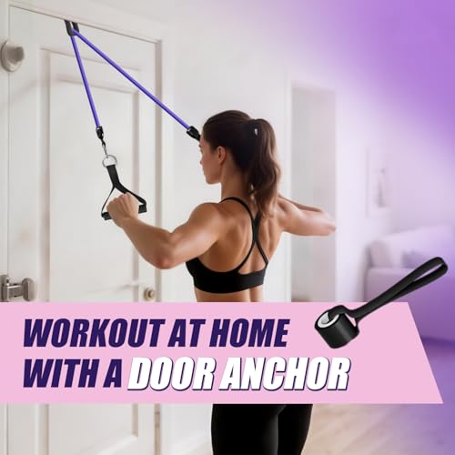 WHATAFIT Resistance Bands, Exercise Bands, Workout Bands with Handles, Door Anchor and Ankle Straps, 5 Resistance Levels Fitness Bands for Strength Training, Physical Therapy, and Home Gym Equipment