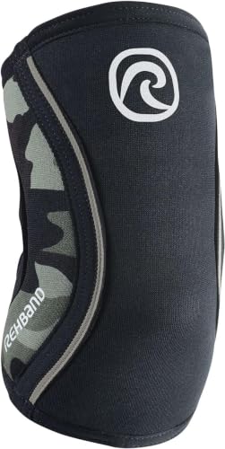 Rehband Elbow 5mm Compression Sleeve, Neoprene Elbow Sleeves for Weightlifting, Anatomical Design, Non-Slip & Close Fitting, Elbow Support Unisex, Colour:Camo, Size:Small - color: Camo - 1 Piece, size: Small