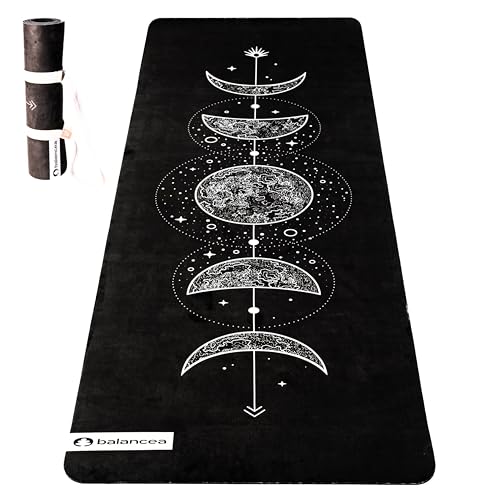 Yoga Mat With Strap 5mm Non Slip Suede & TPE - Eco-Friendly Fitness & Exercise Mat for Home Gym, Pilates, Hot Yoga, and Meditation - Lightweight Durable 72 x 24 inch Workout Mat for Women, Men