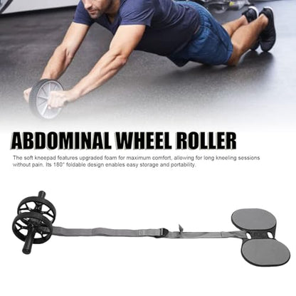 Alomejor Ab Wheel Roller, Dual Wheel Auto Exercise Equipment with Knee Pad for Home Gym Core Workout Strength Training