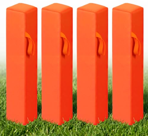 Football End Zone Pylons Set, 1.78lb Football Pylons Field Markers, Sand Weighted Anchorless, Football Accessories for Sports Game Training, Portable Soft Sports Cones, 18" x 4" x 4"Orange - size: orange-4pcs