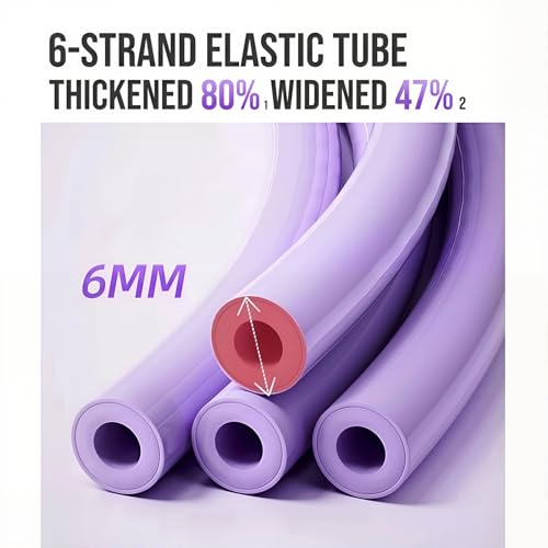 Pedal Resistance Bands with Handles, Upgrade Multi Function Pedal Training Band, 6-Tubes Natural Rubber Foot Pedal Resistance, Fitness Bands for Full Body, Abdomen, Waist, Arm, Leg(Purple)