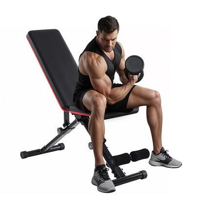 Adjustable Weight Bench 795LB Capacity Foldable Workout Bench Press for Home Gym, Full Body Exercise and Strength Training, Lifting Sit-up Incline Decline Flat Utility Bench, 2 Sec Fast Folding - color: Classic Black