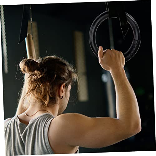 TOYANDONA 1pair Abs Gymnastic Rings for Fitness Workouts Home Exercise Equipment for Full Body Strength Training Straps Black Design for Pull Ups Dips