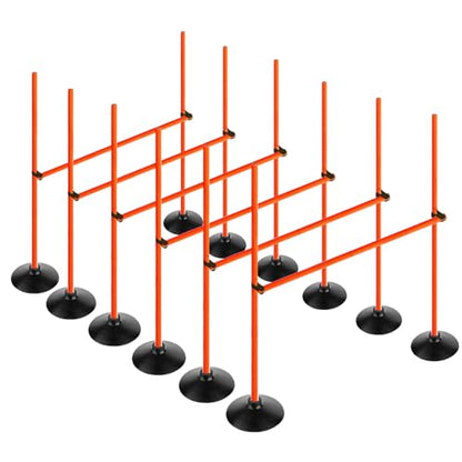 Orange Adjustable Height Agility Hurdle Set Multi-Function Soccer Trainning Pole Set Coaching Sticks with Rubber Base - color: 3.3 FT, style: Pack of 6