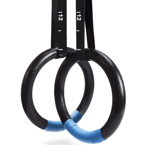 Gymnastic Rings 1100lbs Capacity with 14.76ft Adjustable Buckle Straps Pull Up Exercise Rings Non-Slip Rings for Home Gym Full Body Workout