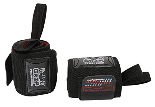 Grip Power Pads Wrist Wraps 2 Wraps for Weight Lifting Wrist Support Cotton Wraps Gym Bandage Straps for Men & Women Premium Quality & PRO Rubber