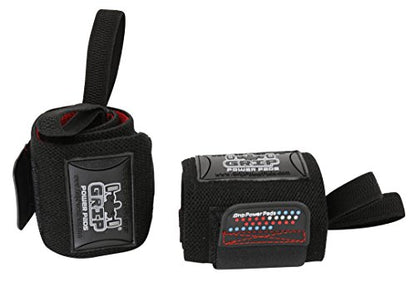 Grip Power Pads Wrist Wraps 2 Wraps for Weight Lifting Wrist Support Cotton Wraps Gym Bandage Straps for Men & Women Premium Quality & PRO Rubber