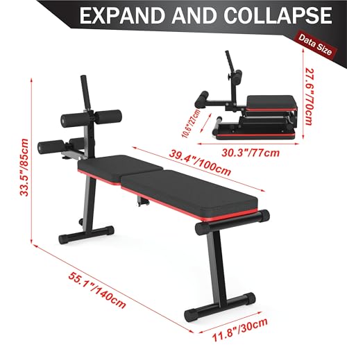 Decline & Flat Bench, Foldable, Multi-Gear Adjustment, Full Body Workout, 660 lbs/300 kgs Capacity