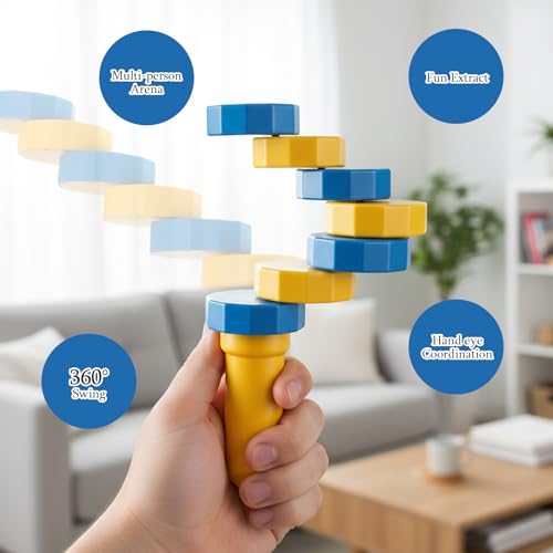 Handheld Wooden Balancers, Wooden Balance Challenge for Coordination Skills, Family Time and Office Stress Relief for Aged 14+, 1pcs Yellow