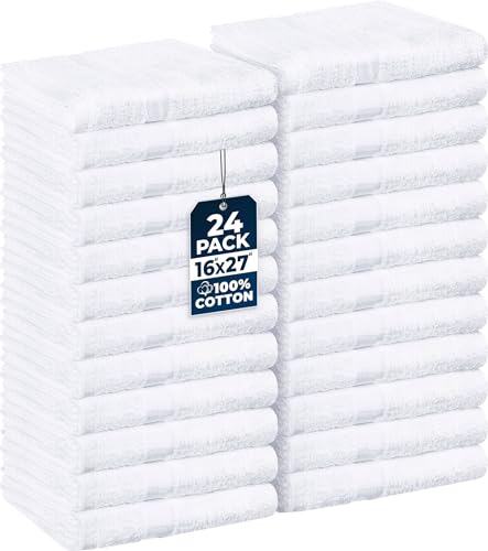 Utopia Towels, Salon Towel, Pack of 24, 16 by 27 Inches, Highly Absorbent Cotton Towels for Hand, Gym, Beauty, Spa, and Home Hair Care, White - color: White, size: 24 Pack