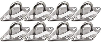 Heavy Duty Hammock Kits & Ceiling Hook Diamond Pad Eye Plates, 304 Stainless Steel & Black Zinc Galvanized Steel Corrosion Resistant, 2, 4 & 8 Packs - color: 8-Pack-Silver-M6