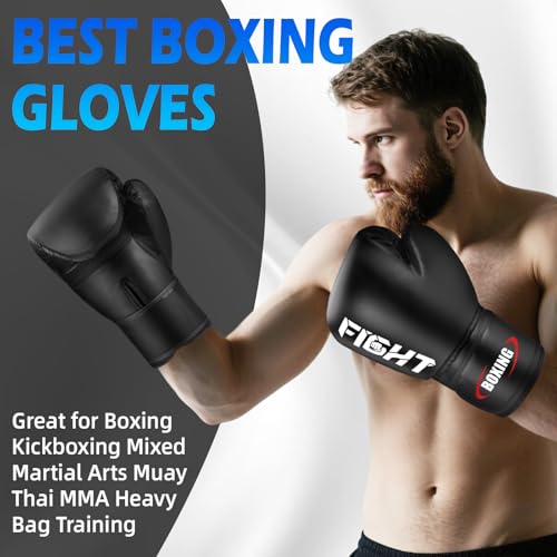 Boxing Gloves for Men and Women, Pro Training Sparring Muay Thai Gloves, Adults Heavy Punching Bag Gloves for Boxing Kickboxing Mixed Martial Arts MMA Training, Multi Layered, Ventilated