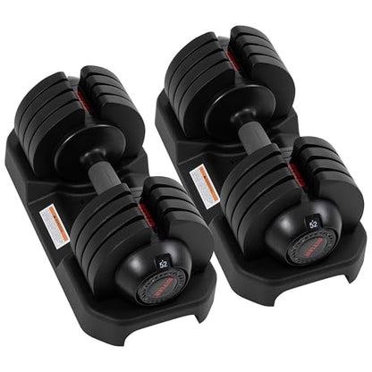 ALTLER Adjustable Dumbbell Set, 25/52LB Pair with Tray for Workout Strength Training Fitness, Adjustable Weight Dial Dumbbell with Anti-Slip Handle and Weight Plate for Home Exercise - size: 52LBS PAIR