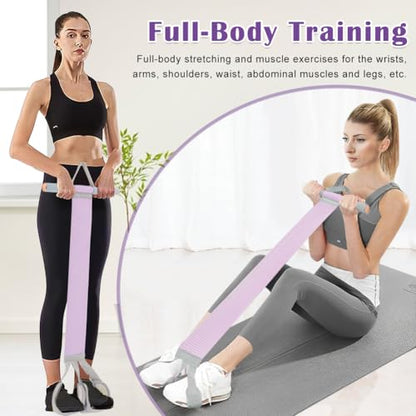 Full Body Resistance Band Set with Handles Yoga Pedal Resistance Band Anti-Broken Elastic Sit Up Pull Rope for Strength Training Stretch Bands Workout Equipment - color: Purple
