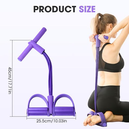 Pedal Resistance Bands with Handles, Multifunction Tension Rope for Full Body Workout, Yoga, Stretching, Arm Leg Waist Exercise, Portable Elastic Band