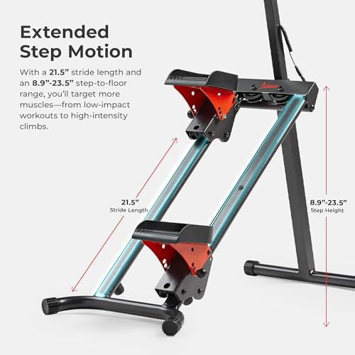 Sunny Health & Fitness Stair Stepper & Climber Exercise Equipment for Home Workout, Compact Cardio Training Machine - color: Red