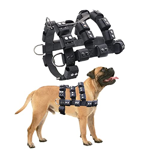 Dog Harness for Small Medium Large Dogs No Pull, Dog Weighted Vest, Tactical Dog Harness for Pit Bulls with Pockets (Adjustable Weight) - Weight Loss, Exercise, Walking, Muscle