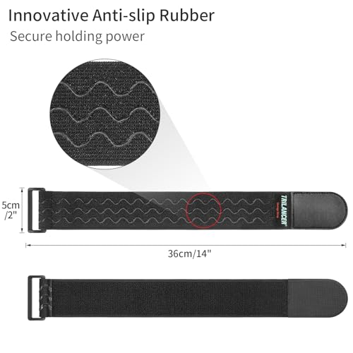Trilancer Elastic Cinch Straps with Anti-Slip Strips, 14 "x 2" (6 Pack) Multipurpose Hook and Loop Bundling Straps for Hose, Cords, Bike, Luggage, Camping, Yoga Mats - size: 14"(6 pcs)