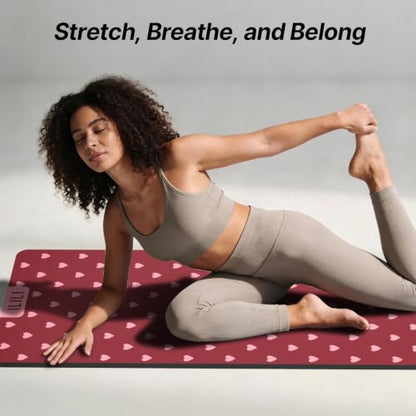 ILILI Suede TPE Yoga Mat, 10mm Thick, 76" x 28" Extra Long with Strap - color: Rose Pink