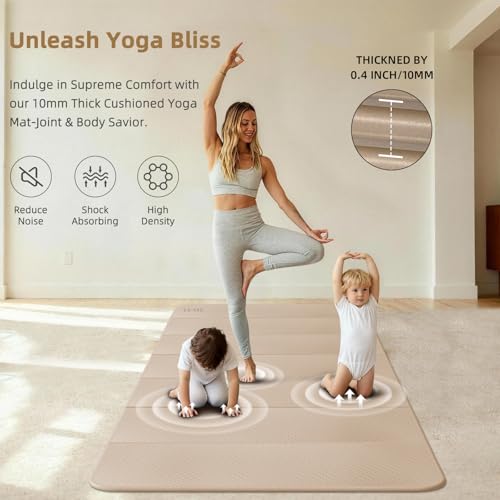 Large Yoga Mat, 74"x47.2" Extra Wide & Long Foldable Yoga Mat, 0.4" Thick Folding Yoga Mat, 2-Person Workout Mat for Home Gym, Extra Large Non-Slip Fitness Mat for HIIT, Yoga, Stretching, Portable Design for Easy Storage