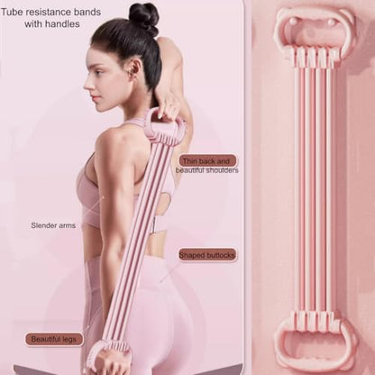Tube Resistance Bands with Handles 8 Tube Adjustable Figure Bands Set, Keep Resistance Band Figure 8 for Women Men Adjustable Resistance Bands for Home Gym, Strength Training