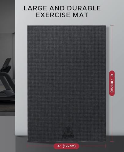 HAPBEAR Large Exercise Mat-7'x5'/6'x8'/6'x9'/6'x10'/6'x12'x8mm(1/3"),Non-Slip, Ultra Durable, Thick Workout Mat for Home Gym Flooring Cardio, Yoga for Fitness, High-Density, Shoes-Friendly