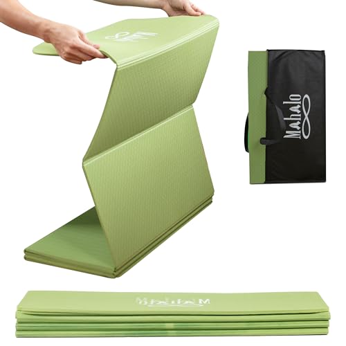 Foldable Yoga Mat + Carry Bag, 6mm 7-fold Workout Mat, Easy to Store, Anti-Slip Folding Exercise Mat for Yoga, Pilates, Home Workouts, and Floor Exercises