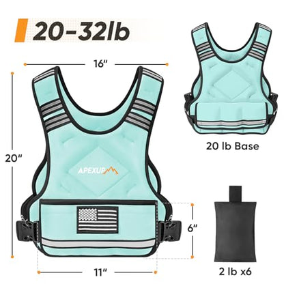 Adjustable Weighted Vest, 4-10lb/12-18lb/20-32lb Vest with 6 Ironsand Weights and Large Pocket, Weight Vest for Men Women Strength Training, Running, Walking - color: Pastel Blue, size: 20-32lbs