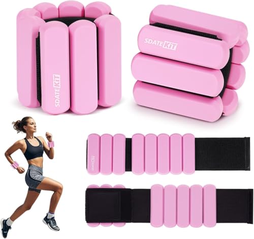 Wrist and Ankle Weights for Women & Men 2 Pack (1lb Each), Adjustable Silicone Wearable Arm & Leg Weights for Pilates, Gym, Yoga, Cardio, Strength Training - color: Pink
