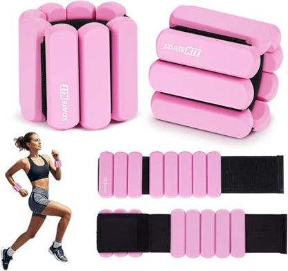 Wrist and Ankle Weights for Women & Men 2 Pack (1lb Each), Adjustable Silicone Wearable Arm & Leg Weights for Pilates, Gym, Yoga, Cardio, Strength Training - color: Pink