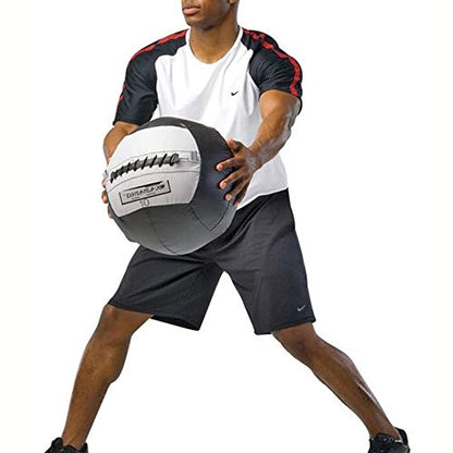 Dynamax 16 Pound 14 Inch Diameter Exercise Weight Training Fitness Medicine Ball for Home Gym Core Toning Workout, Gray and Black