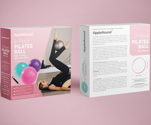 AppleRound Exercise Ball with Pump, 9-Inch Small for Pilates, Yoga, Core Stability - Choose: [Pack of 1 Ball + 1 Pump] or [Pack of 2 Balls + 1 Pump]