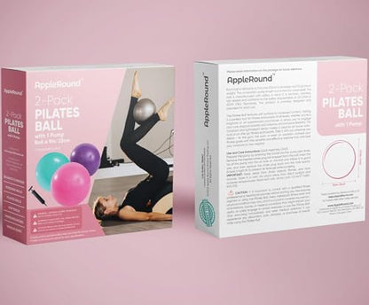 AppleRound Exercise Ball with Pump, 9-Inch Small for Pilates, Yoga, Core Stability - Choose: [Pack of 1 Ball + 1 Pump] or [Pack of 2 Balls + 1 Pump]