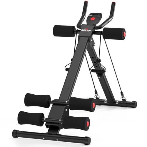 RELIFE REBUILD YOUR LIFE AB Workout Machine Adjustable Ab Trainer Machine Foldable Ab Cruncher Strength Training Equipment for Home Gym, Full Body Workout Equipment 440 LBS