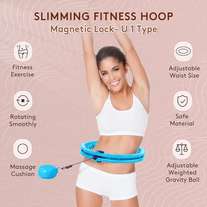 30/24/12 Knots, Upgraded Magnetic Lock Weighted Hula Hoop for Kids Adults Weight Loss, Infinity Hoop Plus Size, Home Indoor Outdoor, Fitness Exercise, Abdominal Toner