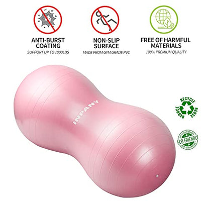 INPANY Peanut Ball - Anti Burst Exercise Ball for Labor Birthing, Physical Therapy for Kids, Core Strength, Flexible Seating, Home & Gym Fintness, Sensory Chair Wiggle Seat for Boys and Girls