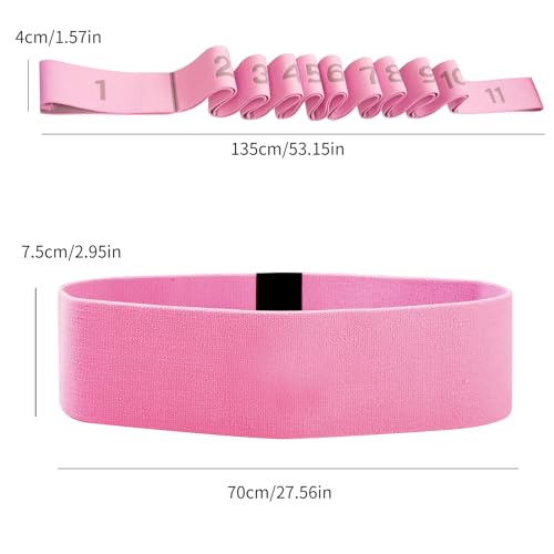 Glute Bands and Stretch Strap Set, Booty Band with 11 Loop Stretch Band for Women, Pilates, Yoga, Leg and Glute Workout, Flexibility Training and Home Exercise - color: Pink
