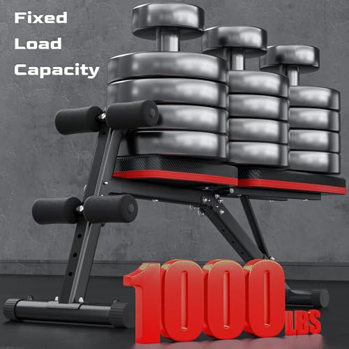 Weight Bench, 1000LBS Capacity 36-Position Adjustable Folding Weight Bench For Home Gyms, 90° To -30° 29.8-Inch Extended Backrest, Suitable For Bench Press Strength Training