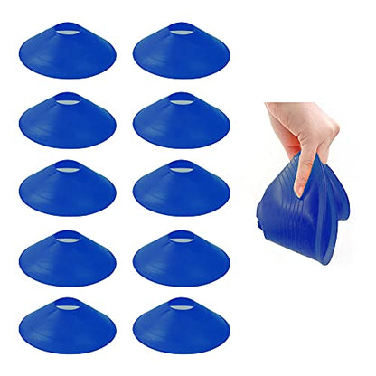 TNZMART Agility Ladder and Disc Cones Training Set Adjustable Rungs Training Ladder with 10 Plastic Sport Cones for Training - color: Blue, 6 hurdles