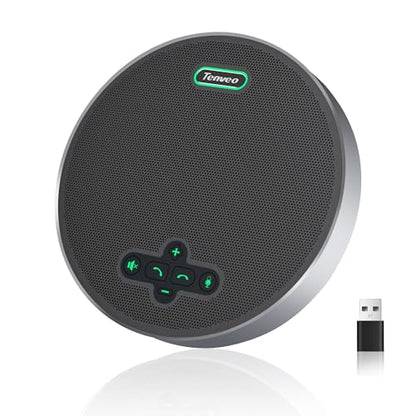 Tenveo MagiCall Pro Bluetooth Conference Speakerphone, Bluetooth/Dongle/USB, 8 AI Noise-Canceling Microphones, 360° Voice Pickup, 18H Talk Time, Compatible with Zoom, Teams & OBS, for 12–15 People - color: Silver