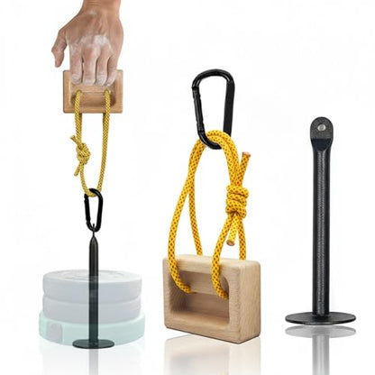 Portable Beech Wood Fingerboard Climbing Hangboard Set – Dual-Pocket Grip Blocks for Finger & Forearm Strength Training – Adjustable Rope and Metal Clips Included - color: 1*Grip Blocks and Loading Pin