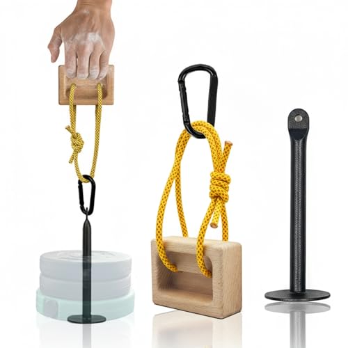 Portable Beech Wood Fingerboard Climbing Hangboard Set – Dual-Pocket Grip Blocks for Finger & Forearm Strength Training – Adjustable Rope and Metal Clips Included - color: 1*Grip Blocks and Loading Pin