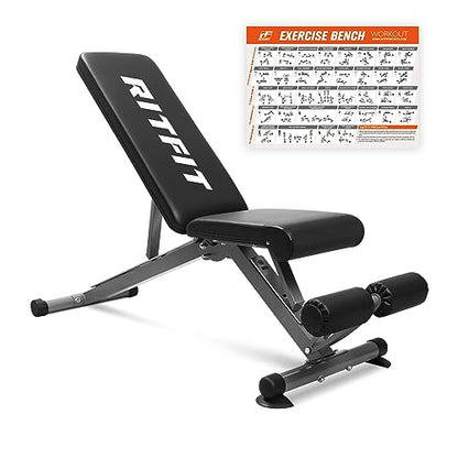 RitFit Adjustable/Foldable Utility Weight Bench for Home Gym - color: Sliver